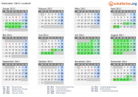 Kalender 2011 mit Ferien und Feiertagen Lodsch