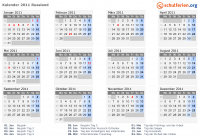 Kalender 2011 mit Ferien und Feiertagen Russland