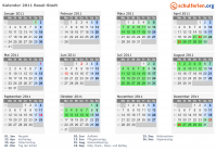 Kalender 2011 mit Ferien und Feiertagen Basel-Stadt