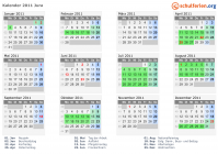 Kalender 2011 mit Ferien und Feiertagen Jura