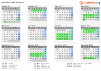 Kalender 2011 mit Ferien und Feiertagen Thurgau