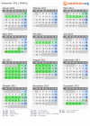 Kalender 2011 mit Ferien und Feiertagen Wallis