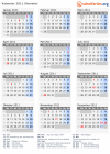 Kalender 2011 mit Ferien und Feiertagen Slowakei