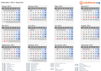 Kalender 2011 mit Ferien und Feiertagen Spanien