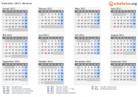 Kalender 2011 mit Ferien und Feiertagen Ukraine