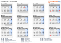 Kalender 2011 mit Ferien und Feiertagen Vatikanstadt