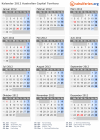 Kalender 2012 mit Ferien und Feiertagen Australisches Hauptstadtterritorium