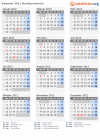 Kalender 2012 mit Ferien und Feiertagen Nordterritorium