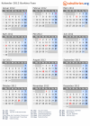 Kalender 2012 mit Ferien und Feiertagen Burkina Faso