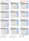 Kalender 2012 mit Ferien und Feiertagen Dänemark