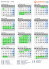 Kalender 2012 mit Ferien und Feiertagen Paris