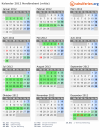 Kalender 2012 mit Ferien und Feiertagen Nordbrabant (mitte)