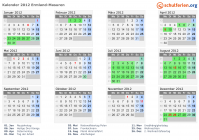 Kalender 2012 mit Ferien und Feiertagen Ermland-Masuren