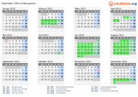 Kalender 2012 mit Ferien und Feiertagen Kleinpolen