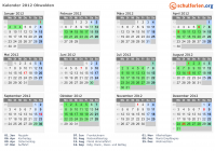 Kalender 2012 mit Ferien und Feiertagen Obwalden