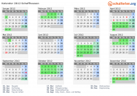 Kalender 2012 mit Ferien und Feiertagen Schaffhausen