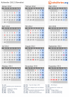 Kalender 2012 mit Ferien und Feiertagen Slowakei
