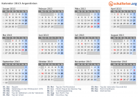 Kalender 2013 mit Ferien und Feiertagen Argentinien