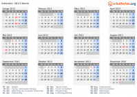 Kalender 2013 mit Ferien und Feiertagen Benin