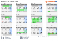 Kalender 2013 mit Ferien und Feiertagen Flevoland (nord)