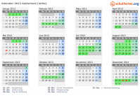 Kalender 2013 mit Ferien und Feiertagen Gelderland (mitte)