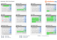 Kalender 2013 mit Ferien und Feiertagen Overijssel