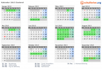 Kalender 2013 mit Ferien und Feiertagen Zeeland