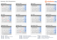 Kalender 2013 mit Ferien und Feiertagen Nordmazedonien