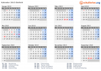 Kalender 2013 mit Ferien und Feiertagen Østfold