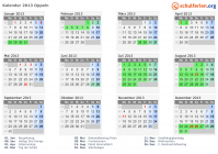 Kalender 2013 mit Ferien und Feiertagen Oppeln