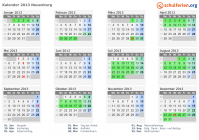 Kalender 2013 mit Ferien und Feiertagen Neuenburg