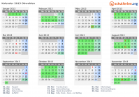 Kalender 2013 mit Ferien und Feiertagen Obwalden
