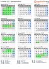 Kalender 2014 mit Ferien und Feiertagen Westaustralien