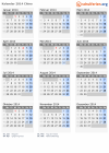 Kalender 2014 mit Ferien und Feiertagen China