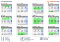 Kalender 2014 mit Ferien und Feiertagen Caen