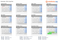 Kalender 2014 mit Ferien und Feiertagen Apulien