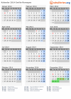 Kalender 2014 mit Ferien und Feiertagen Emilia-Romagna