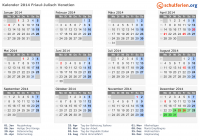 Kalender 2014 mit Ferien und Feiertagen Friaul-Julisch Venetien