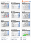 Kalender 2014 mit Ferien und Feiertagen Latium