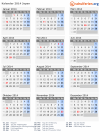 Kalender 2014 mit Ferien und Feiertagen Japan