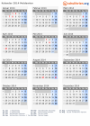 Kalender 2014 mit Ferien und Feiertagen Moldawien