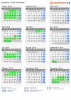 Kalender 2014 mit Ferien und Feiertagen Auckland