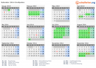 Kalender 2014 mit Ferien und Feiertagen Großpolen