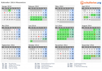 Kalender 2014 mit Ferien und Feiertagen Masowien