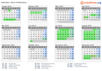 Kalender 2014 mit Ferien und Feiertagen Podlachien