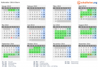 Kalender 2014 mit Ferien und Feiertagen Bern