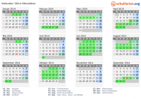 Kalender 2014 mit Ferien und Feiertagen Obwalden