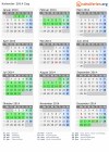 Kalender 2014 mit Ferien und Feiertagen Zug