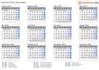 Kalender 2014 mit Ferien und Feiertagen Seychellen