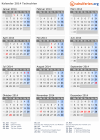 Kalender 2014 mit Ferien und Feiertagen Tschechien